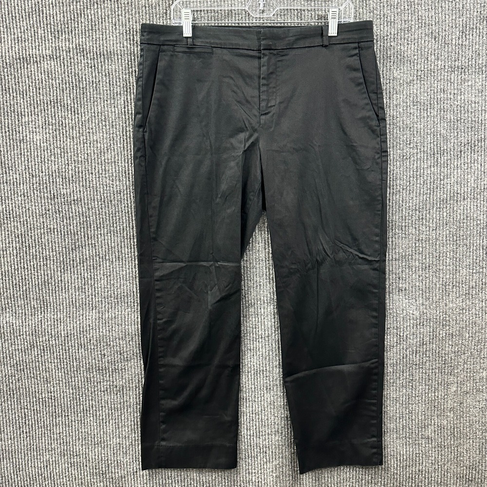 Banana Republic Womens Dress Pants Size 12 Black Flat Front Casual Work Mid Rise